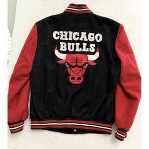 Vintage Chicago Bulls Real Leather Wool Varsity Jacket Lined Size L